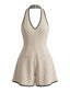 Beige 60er Romper mit Neckholder und offenem Rücken