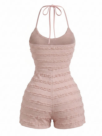 Misty Rose 1960s Lace Halter Jumpsuit 2