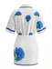 Blauer 60er Rock mit Blumen-Print