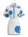 Blauer 60er Rock mit Blumen-Print