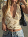 Beige 60er Top mit Neckholder und Pailletten