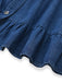 Blaues 50er Jeans-Shirtkleid mit Reverskragen und Knopf
