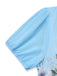 Hellblaues 50er Maxikleid mit Aquarellblumen