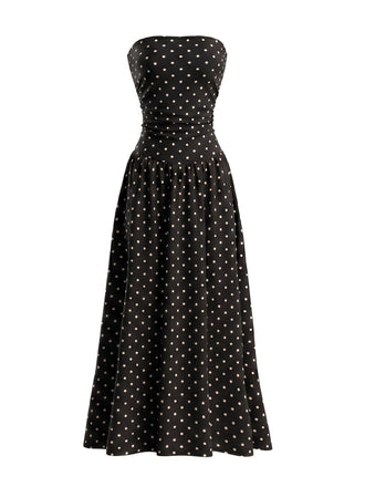 50er Trägerloses Smockkleid mit Polka-Dots