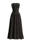 Schwarzes 50er trägerloses Smockkleid mit Polka-Dots