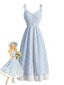 Blau & weißes 50er Kleid mit Vichy-Karo und Knopfleiste