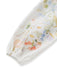 Weißes 40er Kleid mit Blumen-Print und Langarm