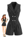 Schwarzer 70er Blazer-Romper mit Nadelstreifen