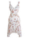 Weißes 60er Kleid mit Streublumen und V-Ausschnitt