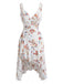 Weißes 60er Kleid mit Streublumen und V-Ausschnitt