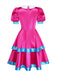 Weißes & Rosa 60er Halloween Kleid mit Puffärmel und Reverskragen