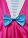 Weißes & Rosa 60er Halloween Kleid mit Puffärmel und Reverskragen