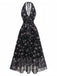 Black 1940s Floral Halter Vintage Dress 3