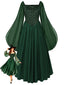 40er Chiffonkleid mit Karree-Ausschnitt und Basque-Taille