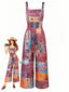 70er Boho-Jumpsuit mit Ethno-Print und Karree-Ausschnitt