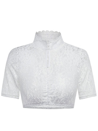 Weißes 50er Top mit Blumen und Spitze
