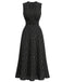 30er Ärmelloses Raffkleid mit Polka-Dots und Rundhals