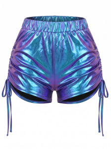 Holografische 60er kurze Hose mit Kordelzug