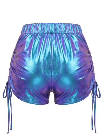Holografische 60er kurze Hose mit Kordelzug