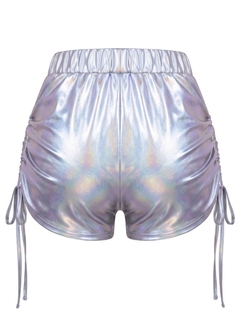 Holografische 60er kurze Hose mit Kordelzug