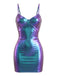 60er Minikleid mit Spaghettiträger und Metallic