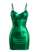 60er Metallic-Minikleid mit Holo-Effekt und Spaghettiträgern