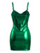 60er Metallic-Minikleid mit Holo-Effekt und Spaghettiträgern