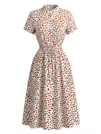40er Baumwoll-Shirtkleid mit Taillenbinde