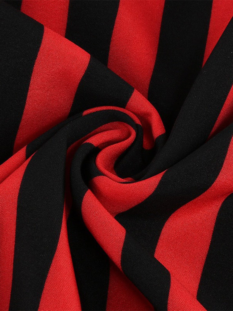 Schwarzer & Roter 50er Rock mit Streifen und Taschentuch