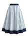 Blaues 50er Set mit Bluse und Streifenrock