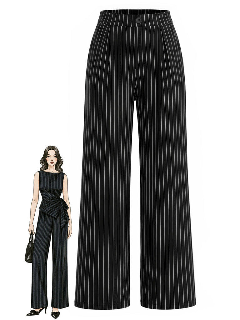 Schwarze 30er Strickhose mit weitem Bein