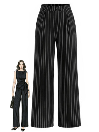 Schwarze 30er Strickhose mit weitem Bein