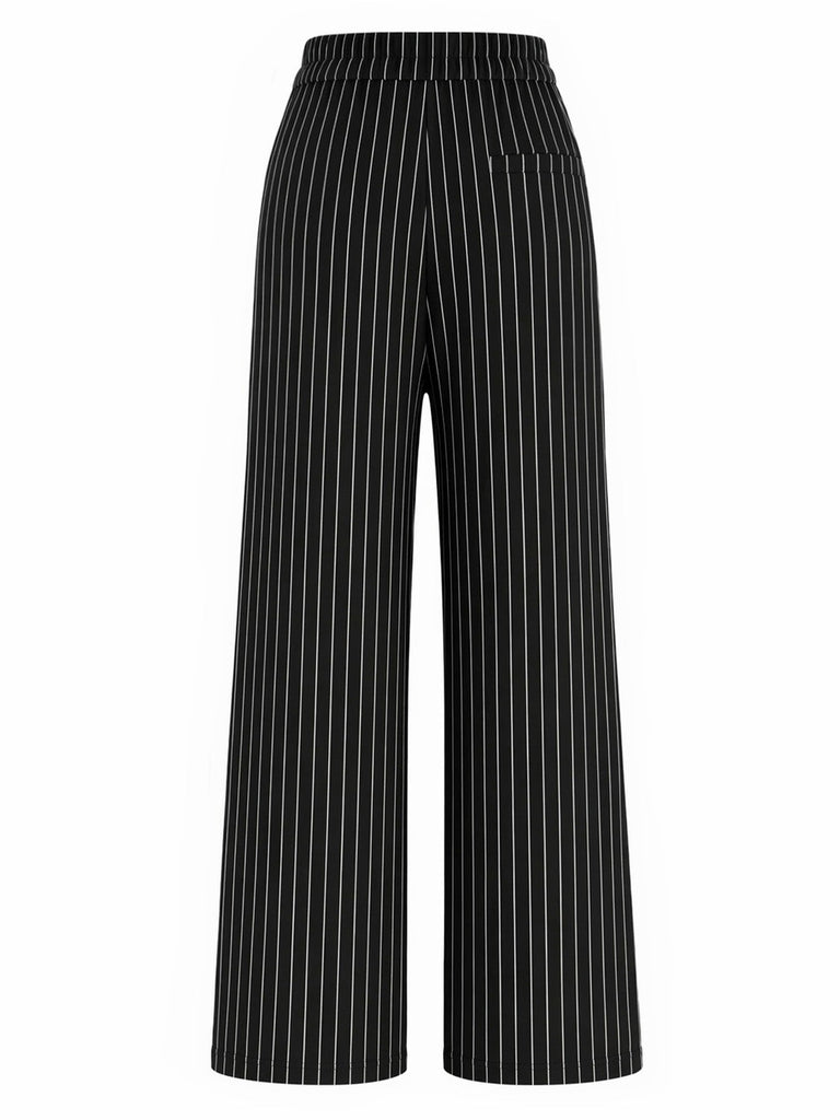Schwarze 30er Strickhose mit weitem Bein