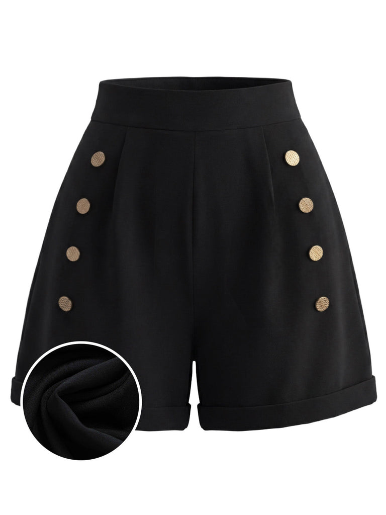 Schwarze 50er kurze Hose mit hoher Taille