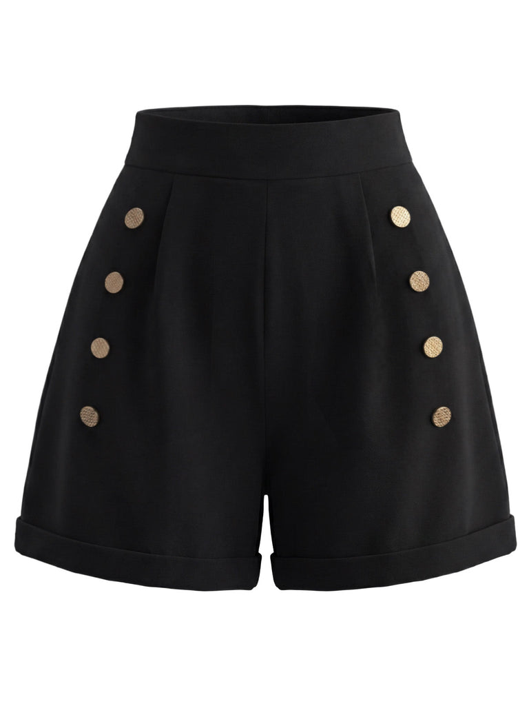 Schwarze 50er kurze Hose mit hoher Taille