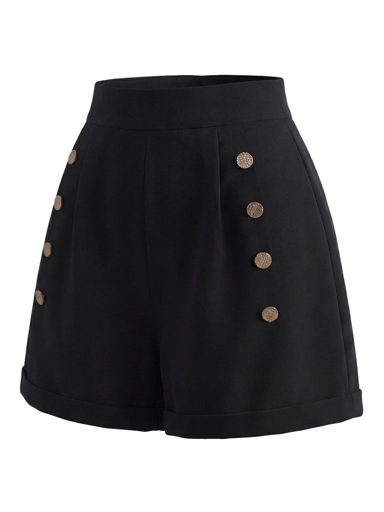 Schwarze 50er kurze Hose mit hoher Taille