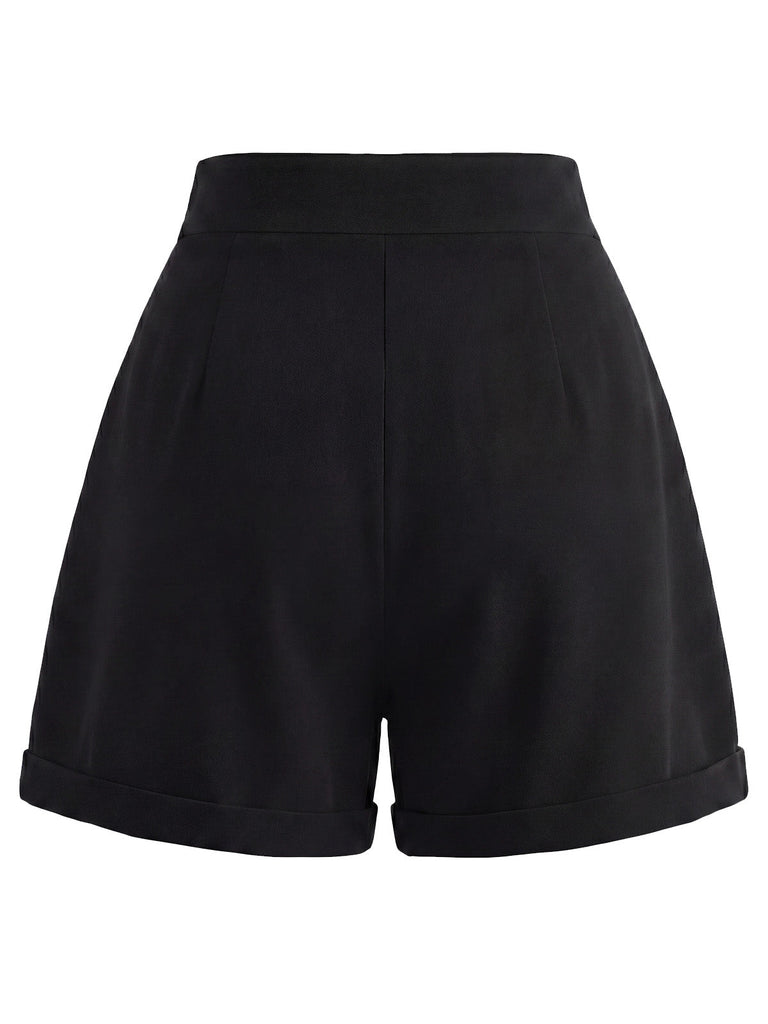 Schwarze 50er kurze Hose mit hoher Taille