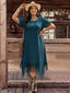 [Übergröße] 70er Boho-Kleid mit Rundhalsausschnitt und Fransensaum