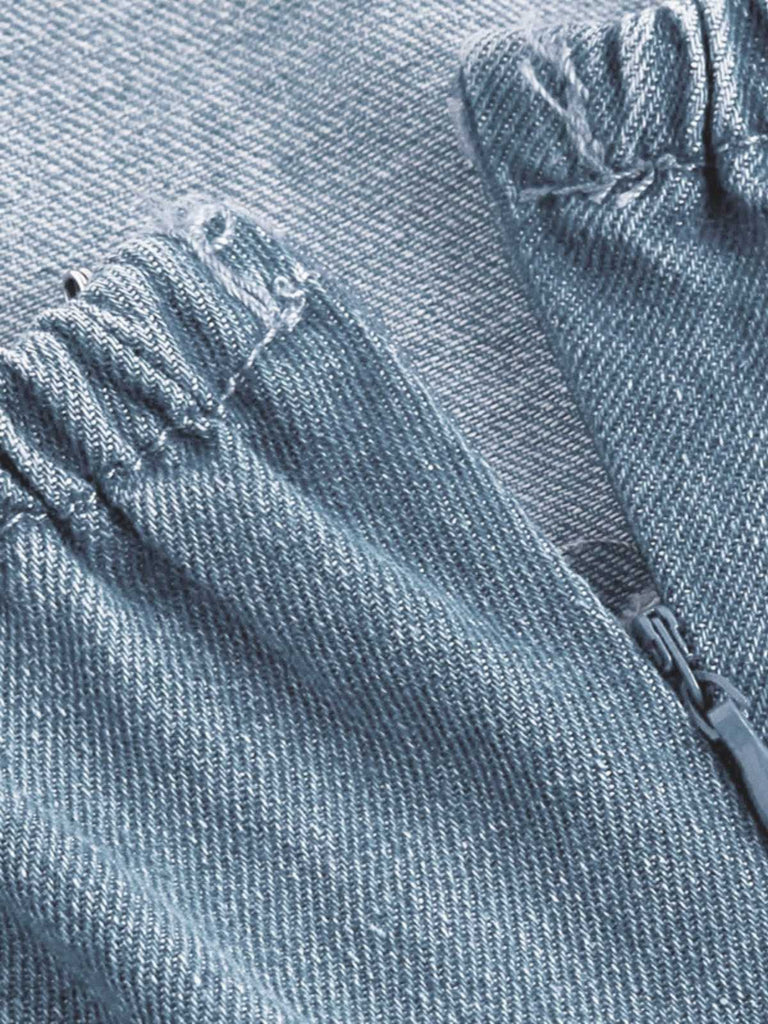Blaues 50er Denim-Korsettkleid mit Spaghettiträgern