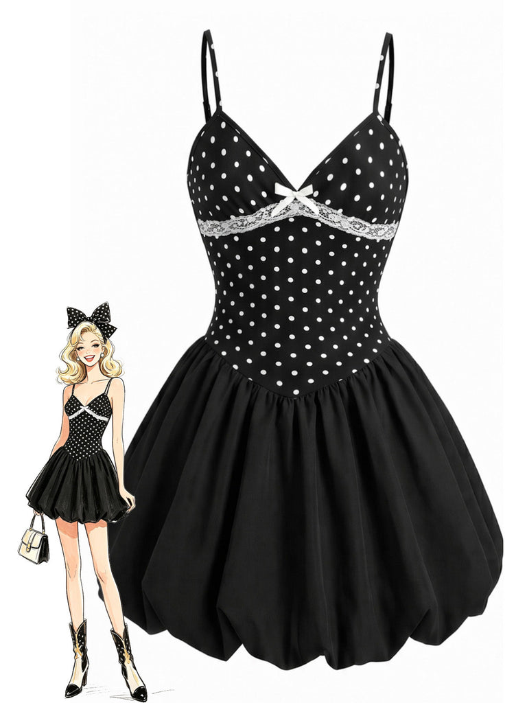[Pre-Sale] Bbww 1960s Polka Dot V Neck Bow Top