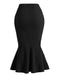 Schwarzes 60er 2PCS Strick-Set mit Rock