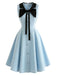 Blaues 50er Kleid mit Schleifenkragen