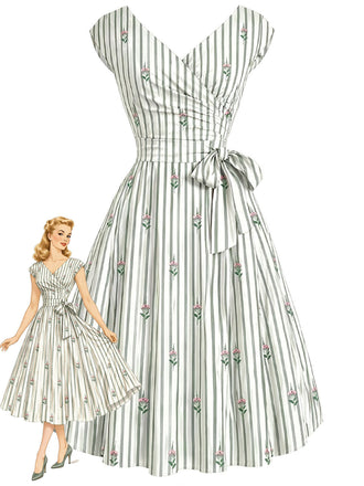 40er Kleid mit Kappärmel und Blumen