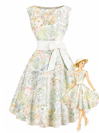 50er Rockabilly Kleid mit Aquarellblumen