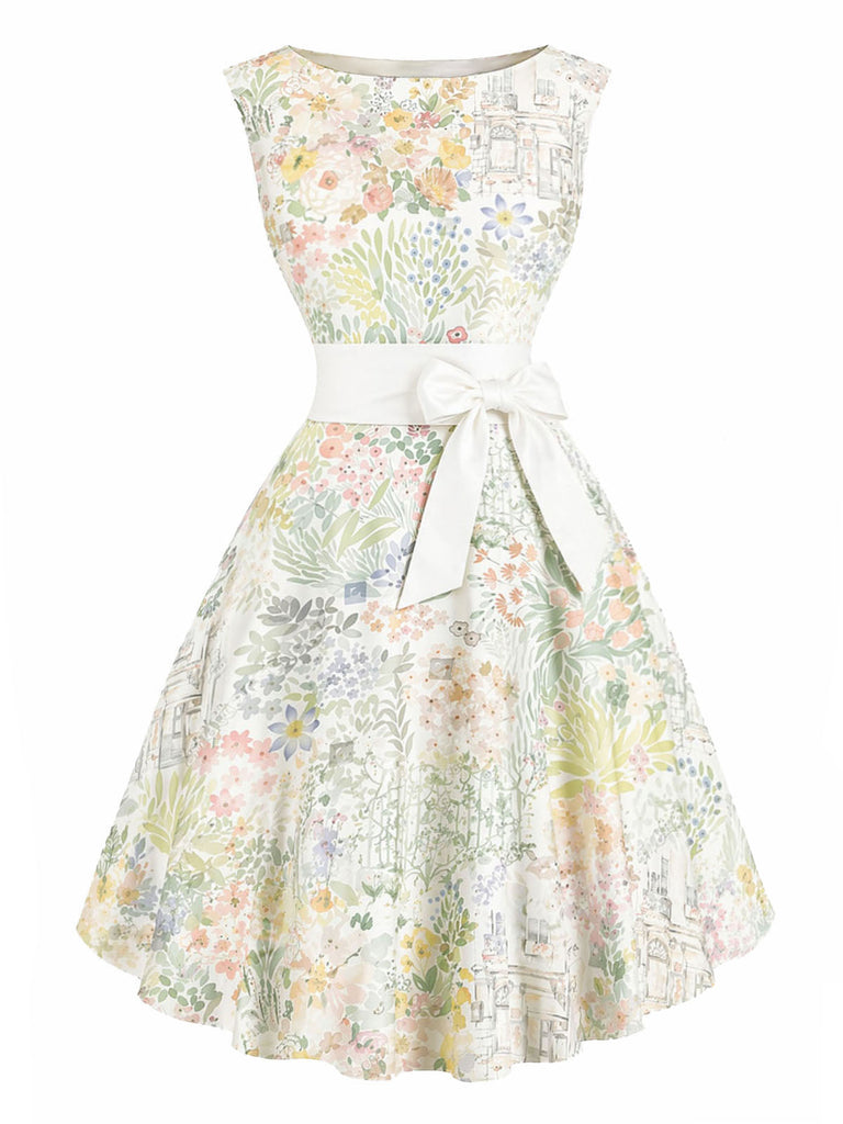 50er Rockabilly Kleid mit Aquarellblumen