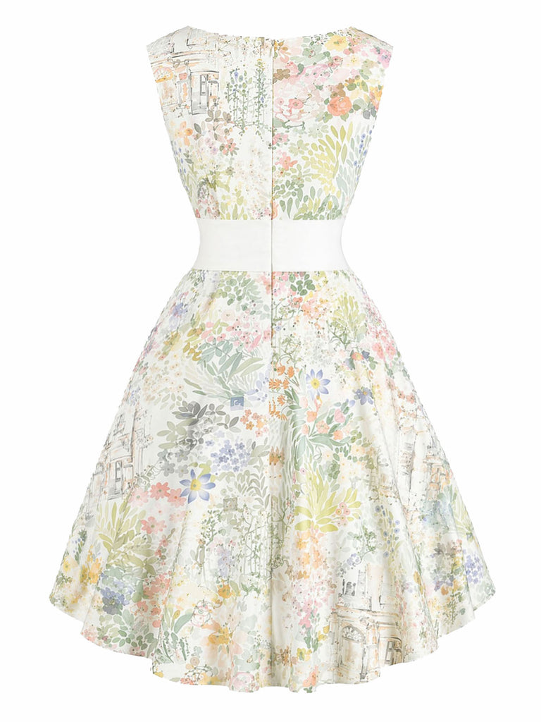 50er Rockabilly Kleid mit Aquarellblumen