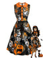 [Vorverkauf] Schwarzes 60er Halloween-Kleid mit Bubikragen