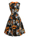 Schwarzes 60er Halloween Kleid mit Bubikragen