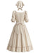 Cremefarbenes 70er Kleid mit Karree-Ausschnitt
