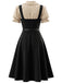 Schwarzes 40er Kleid mit Peter-Pan-Kragen und Polka-Dots
